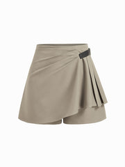 Mid Rise Pleated Belted Mini Skort
