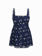 Square Neck Floral Lace Trim Mini Dress Curve & Plus