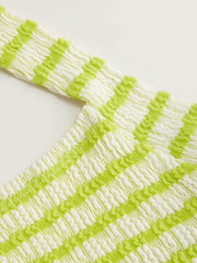 Cotton-blend Halter Neckline Stripe Texture Tank Top