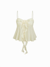 Satin Sweetheart Ruffle Hem Knotted Cami Top