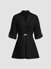100% Cotton V-neck Shell Metal Detail Mini Dress