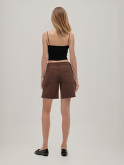 Denim Low Rise Lace Up Knotted Bermuda Jorts