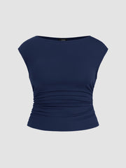 Boat Neck Ruched Tank Top Curve & Plus