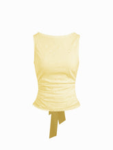 Cotton-blend Boat Neck Broderie Anglaise Tie Back Knotted Top