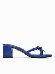 BOWKNOT SQUARE TOE CHUNKY HEELED SANDALS