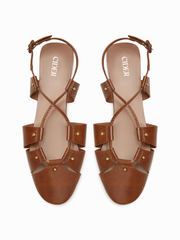 STUDDED ADJUSTABLE STRAP SLINGBACK FLATS