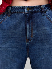 Cider Denim Mid Rise Pleated Wide Leg Jeans Curve & Plus