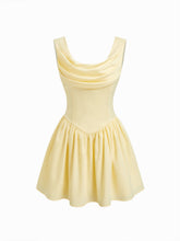 Cowl Neck Ruffle Lace Up Mini Dress