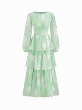 Round Neckline Floral Embroidery Layered Maxi Dress