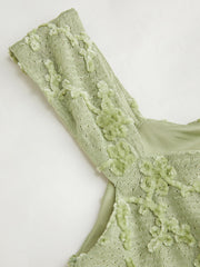 U-neckline Floral Knotted Mini Dress