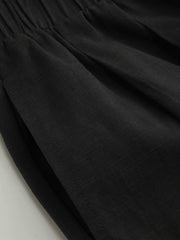 Linen-blend Collar Knotted Roll Hem Oversized Jumpsuit