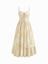 100% Cotton Sweetheart Neckline Floral Lace Trim Ruffle Shirred Maxi Dress