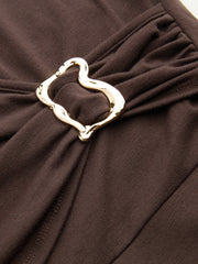 Halter Neckline Buckle Mini Dress