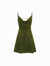 Cowl Neck Backless Chain Ruched Detail Cami Mini Dress