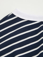 Cotton-blend Asymmetrical Neck Stripe Micro Lounge Romper