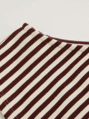Jersey Asymmetrical Neck Stripe Ruched Tee
