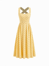 Square Neck Polka Dot Ruffle Criss Cross Maxi Dress