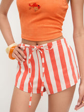 100% Cotton Low Rise Stripe Knotted Micro Shorts