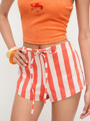 100% Cotton Low Rise Stripe Knotted Micro Shorts