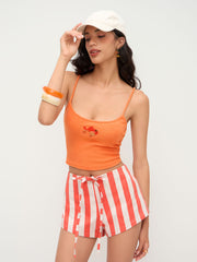 Terry Fish Beading Crop Cami Top