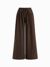 Low Rise Elastic Waist Knotted Wide Leg Trousers