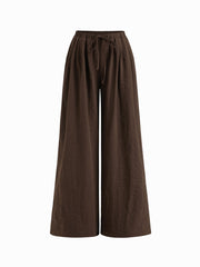 Low Rise Elastic Waist Knotted Wide Leg Trousers