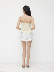 Satin Sweetheart Ruffle Hem Knotted Cami Top