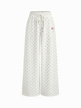 Terry Mid Rise Polka Dot Pull-On Drawstring Pants