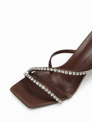 RHINESTONE DECOR STRAP HEELED SANDALS