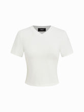 Cotton-blend V-neck Short Sleeve Tee