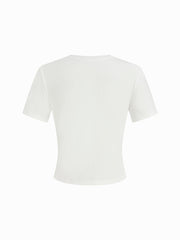 Cotton-blend V-neck Short Sleeve Tee
