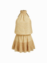 Chiffon Halter Neckline Ditsy Floral Ruffle Layered Mini Dress