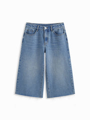 Cider Denim Low Rise Raw Hem Capri Jorts
