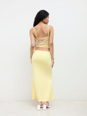 Lace Crop Cami Top & Mid Rise Ruched Mermaid Maxi Skirt Set