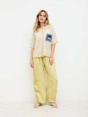 Mid Rise Drawstring Pocket Straight Leg Trousers