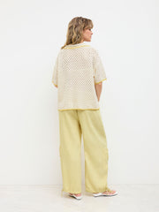 Mid Rise Drawstring Pocket Straight Leg Trousers