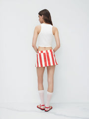 Cotton Low Rise Stripe Pocket Mini Skirt
