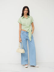 100% Cotton Polo Draped Shirt