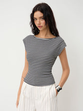 Boat Neck Stripe Twist Backless Top