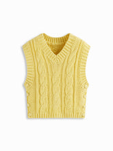 Cable Knit V-neck Side Button Vest