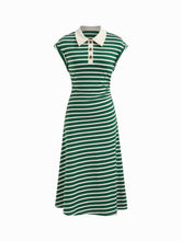 Polo Neck Stripe Midi Dress