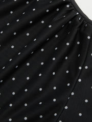 Halter Neckline Polka Dot Ruched Ruffle Mini Dress