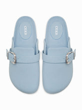 BUCKLE FAUX SUEDE MULE FLATS