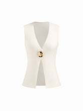 Knit V-neck Metal Button Vest