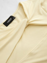 Asymmetrical Neck Cut Out Twist Long Sleeve Top Curve & Plus