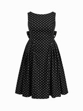 Linen-blend Boat Neck Polka Dot Backless Bowknot Midi Dress Curve & Plus