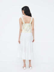 Lace Sweetheart Neckline Floral Knotted Tank Top