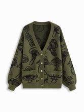 Knit V-neck Mushroom Graphic Cardigan