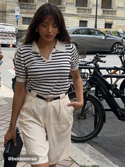 Belted Mid Rise Bermuda Shorts