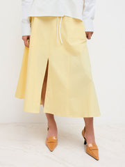 100% Cotton Mid Rise Split Maxi Skirt